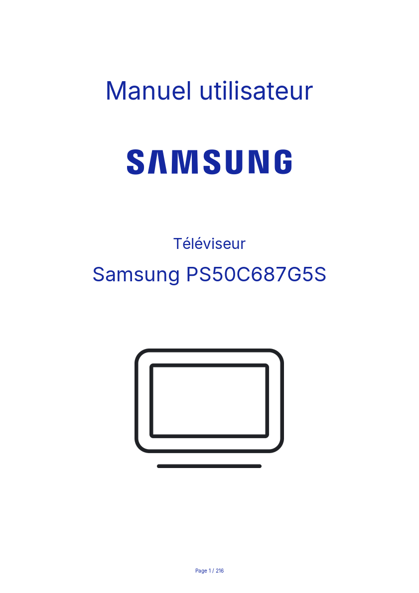 Page n°1 - Manuel utilisateur Samsung PS50C687G5S