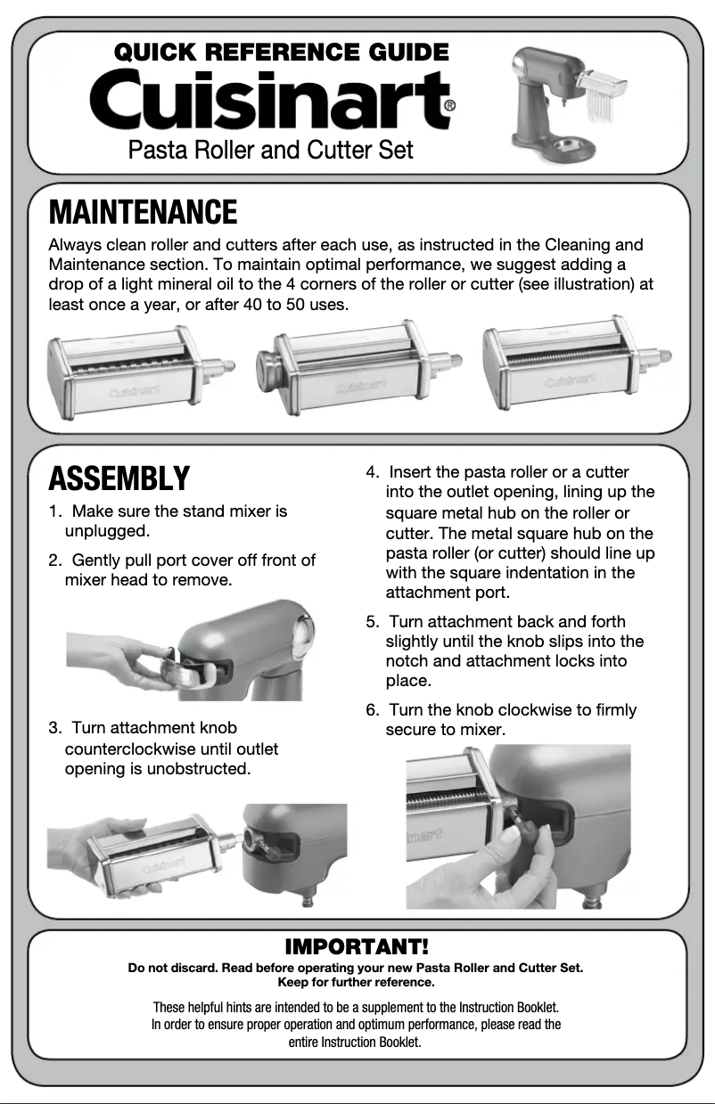 Page 1 de la notice Manuel utilisateur Cuisinart PRS-50