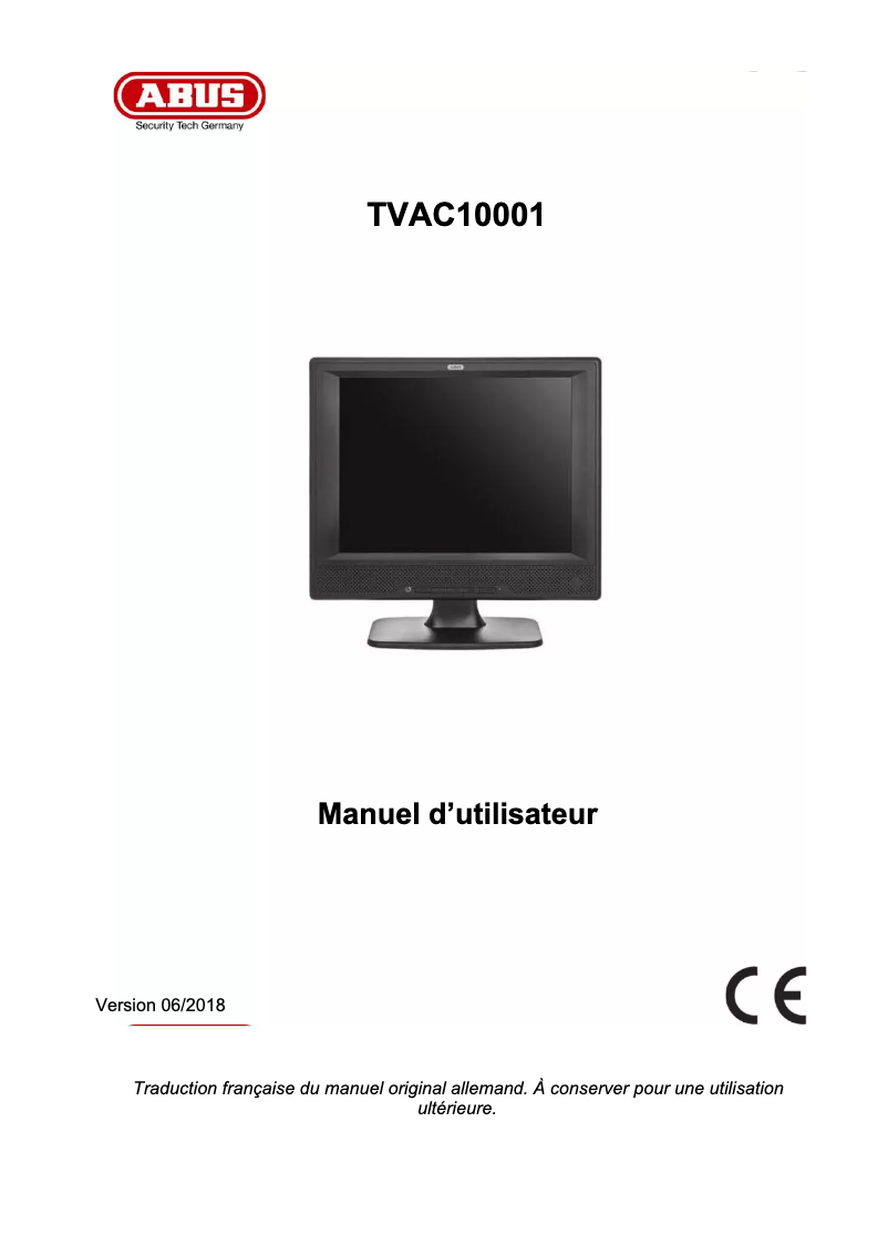 Image de la première page du manuel de l'appareil TVAC10001