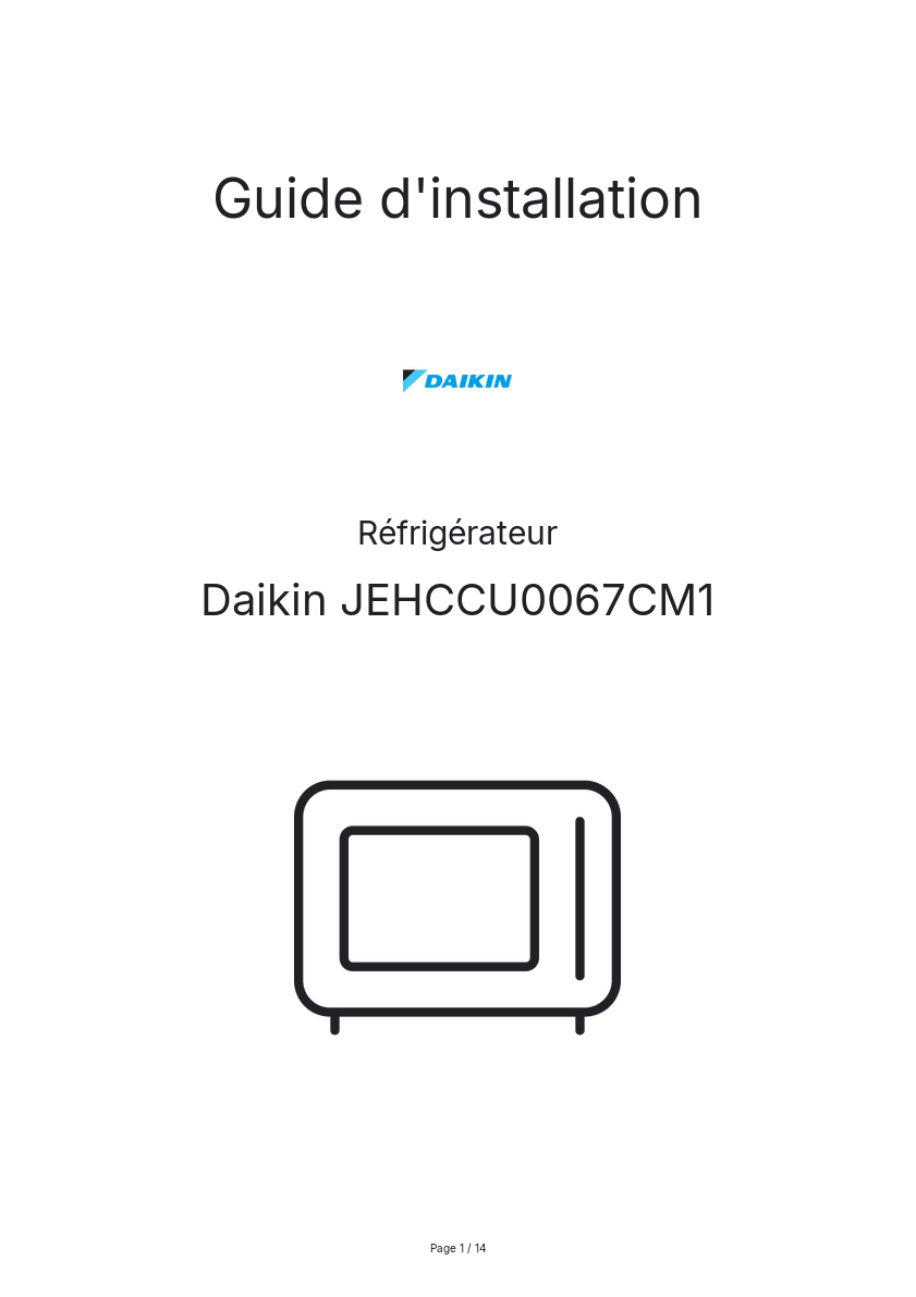 Image de la première page du manuel de l'appareil JEHCCU0067CM1