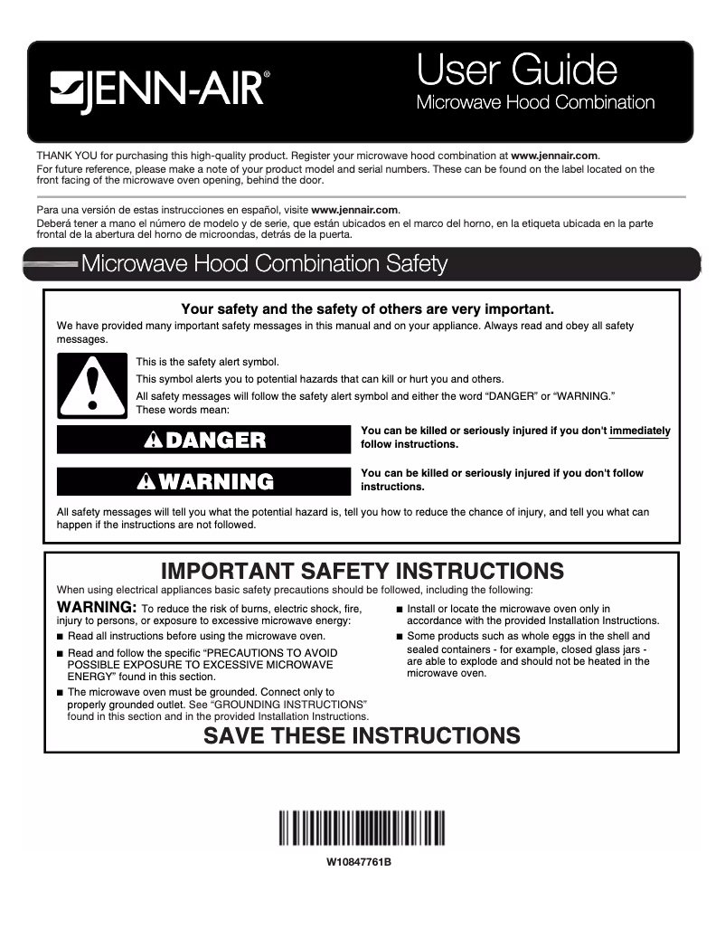 Page 1 de la notice Manuel utilisateur Jenn-Air JMV9196CS