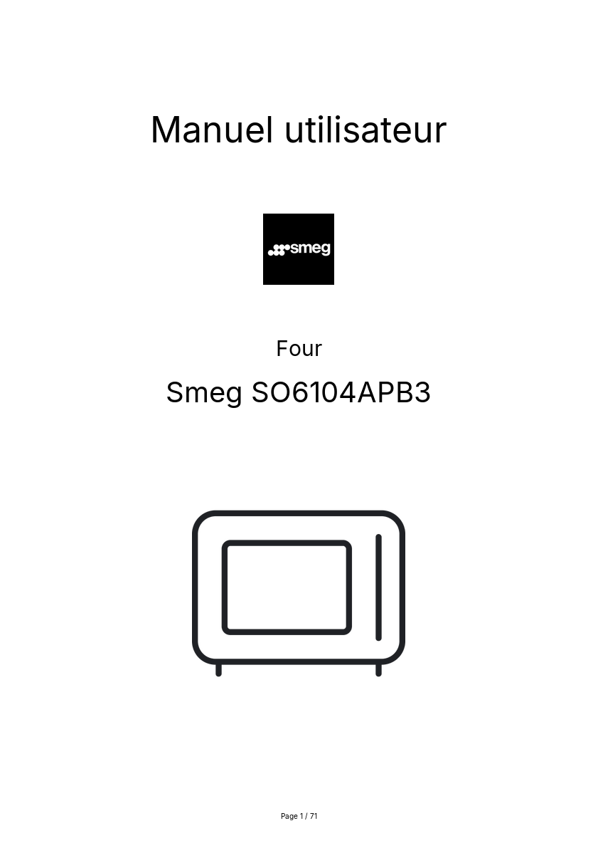 Page n°1 - Manuel utilisateur Smeg SO6104APB3