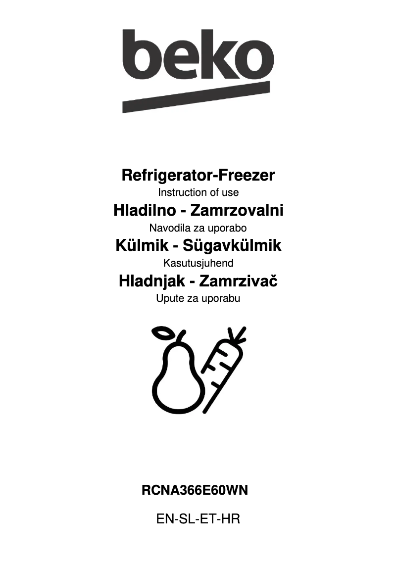 Page 1 de la notice Manuel utilisateur Beko RCNA366E60WN