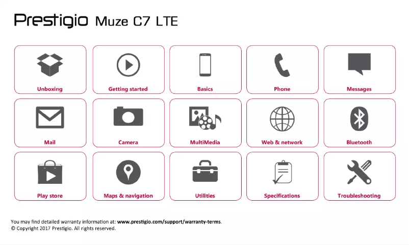 Page 1 de la notice Manuel utilisateur Prestigio Muze C7 LTE