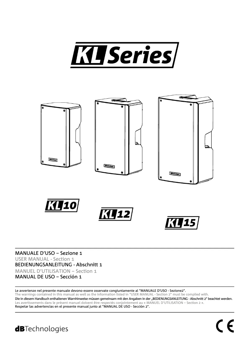 Page 1 de la notice Manuel utilisateur DB Technologies KL 12