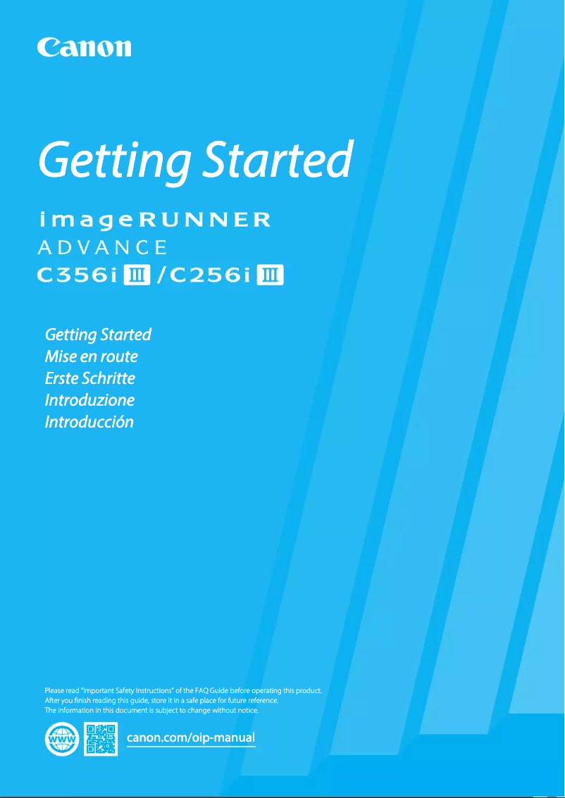 Page 1 de la notice Manuel utilisateur Canon imageRUNNER ADVANCE C356i III