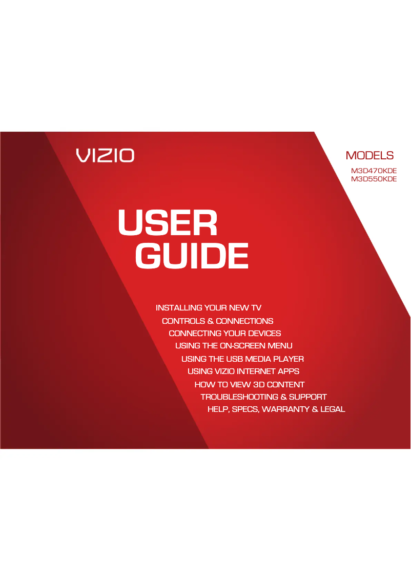 Page 1 de la notice Manuel utilisateur VIZIO M3D550KDE