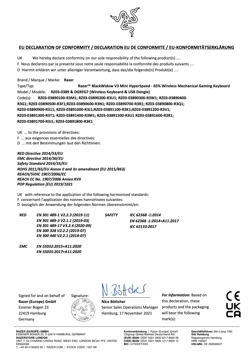 Page n°1 - Manuel utilisateur Razer Mouse Bungee V3 Chroma