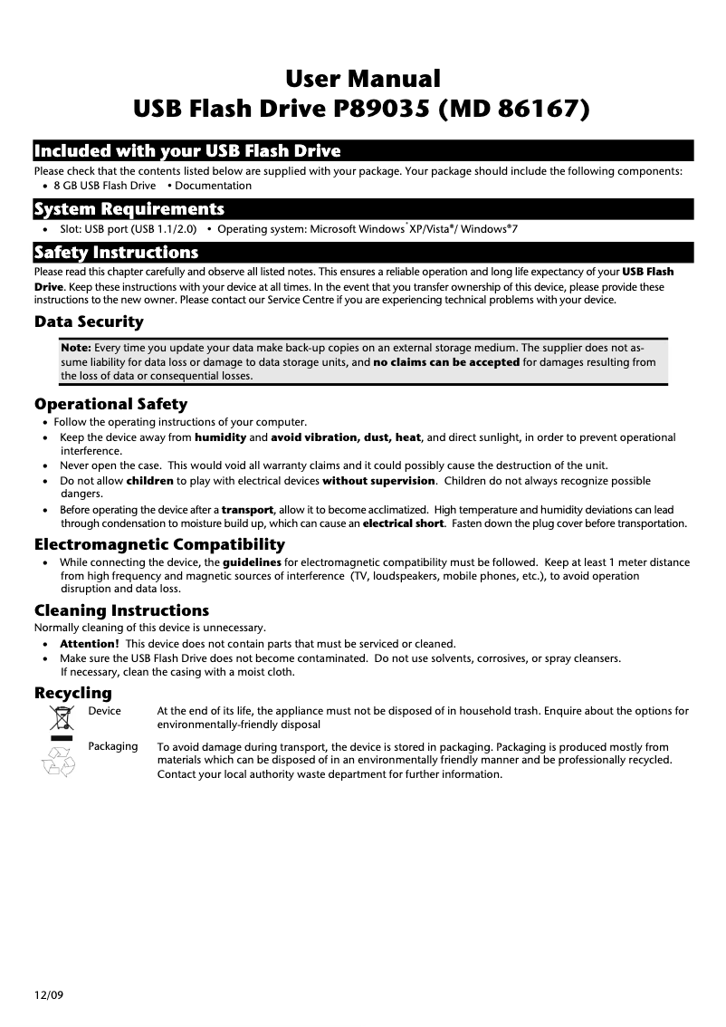 Page 1 de la notice Manuel utilisateur Medion LIFE P89035 (MD 86167)