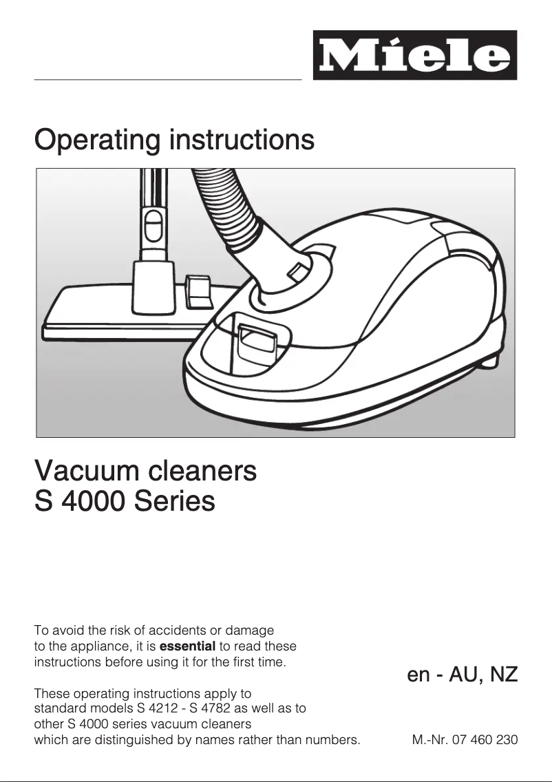 Page n°1 - Manuel utilisateur Miele S 4582