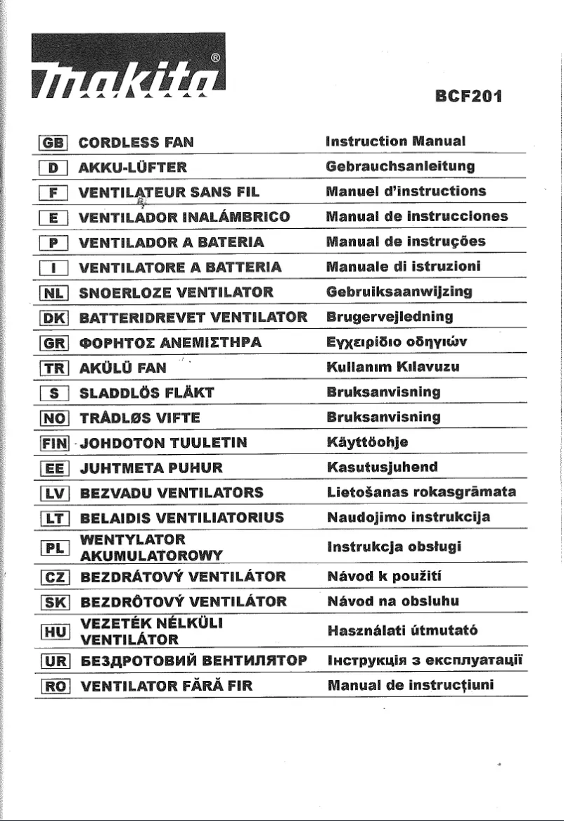 Page 1 de la notice Manuel utilisateur Makita BCF201