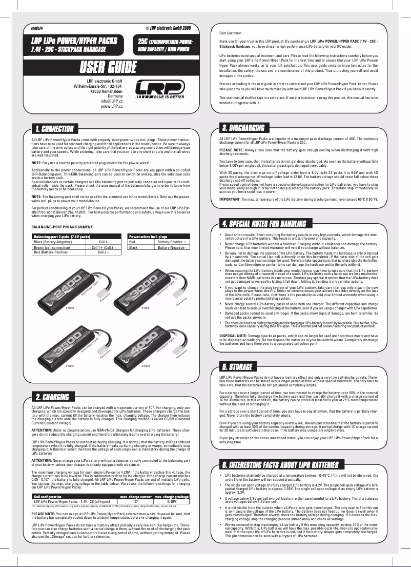 Image de la première page du manuel de l'appareil LiPo Power Pack 3000