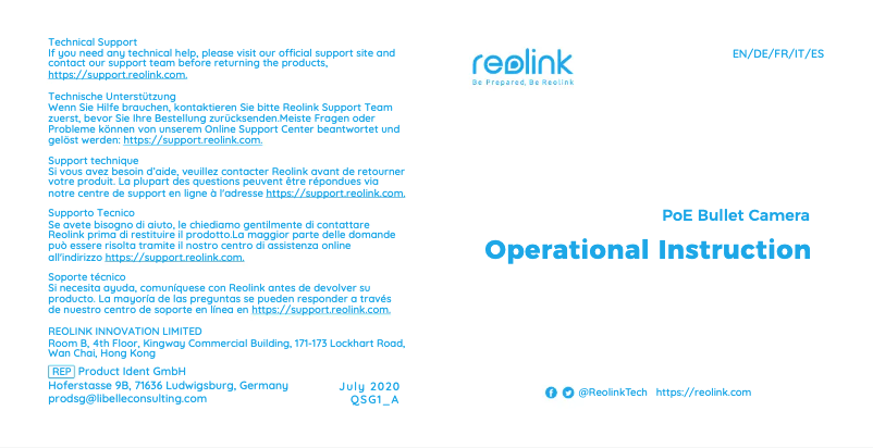 Page n°1 - Manuel utilisateur Reolink RLC-810A