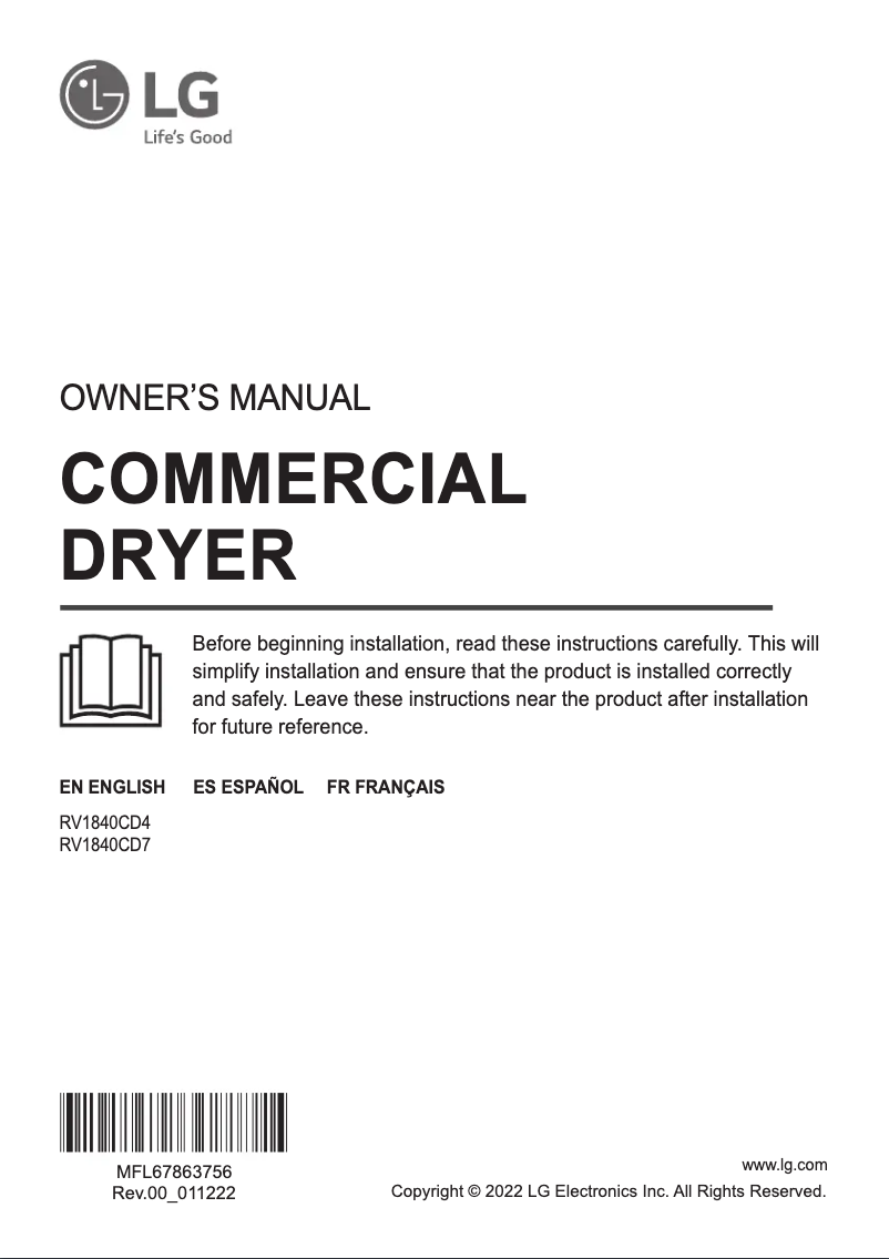 Página 1 del manual Manual de usuario LG RV1840CD7