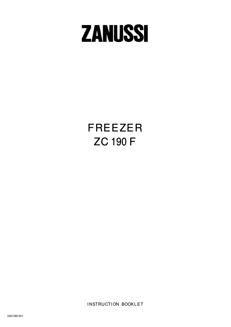 Image de la première page du manuel de l'appareil ZC 190 F