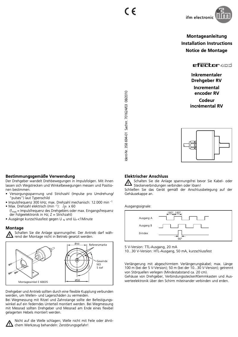 Page n°1 - Manuel utilisateur IFM RV1013
