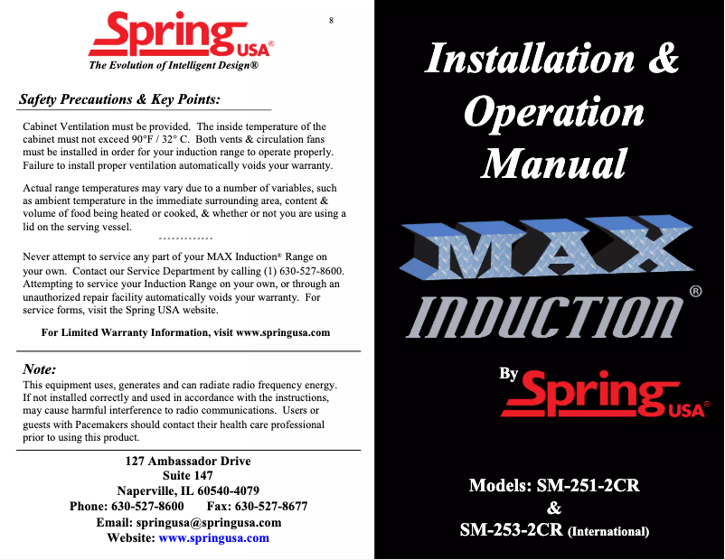 Page n°1 - Manuel utilisateur Spring USA SM-251-2CR