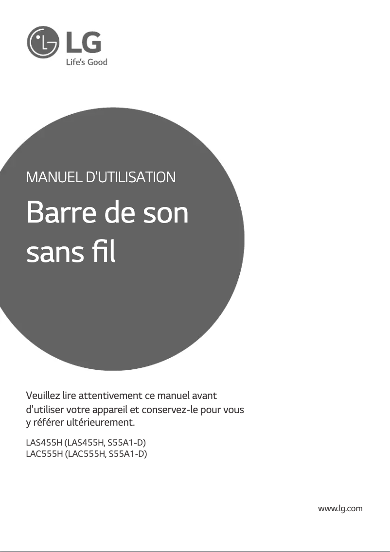 Page n°1 - Manuel utilisateur LG LAS455H