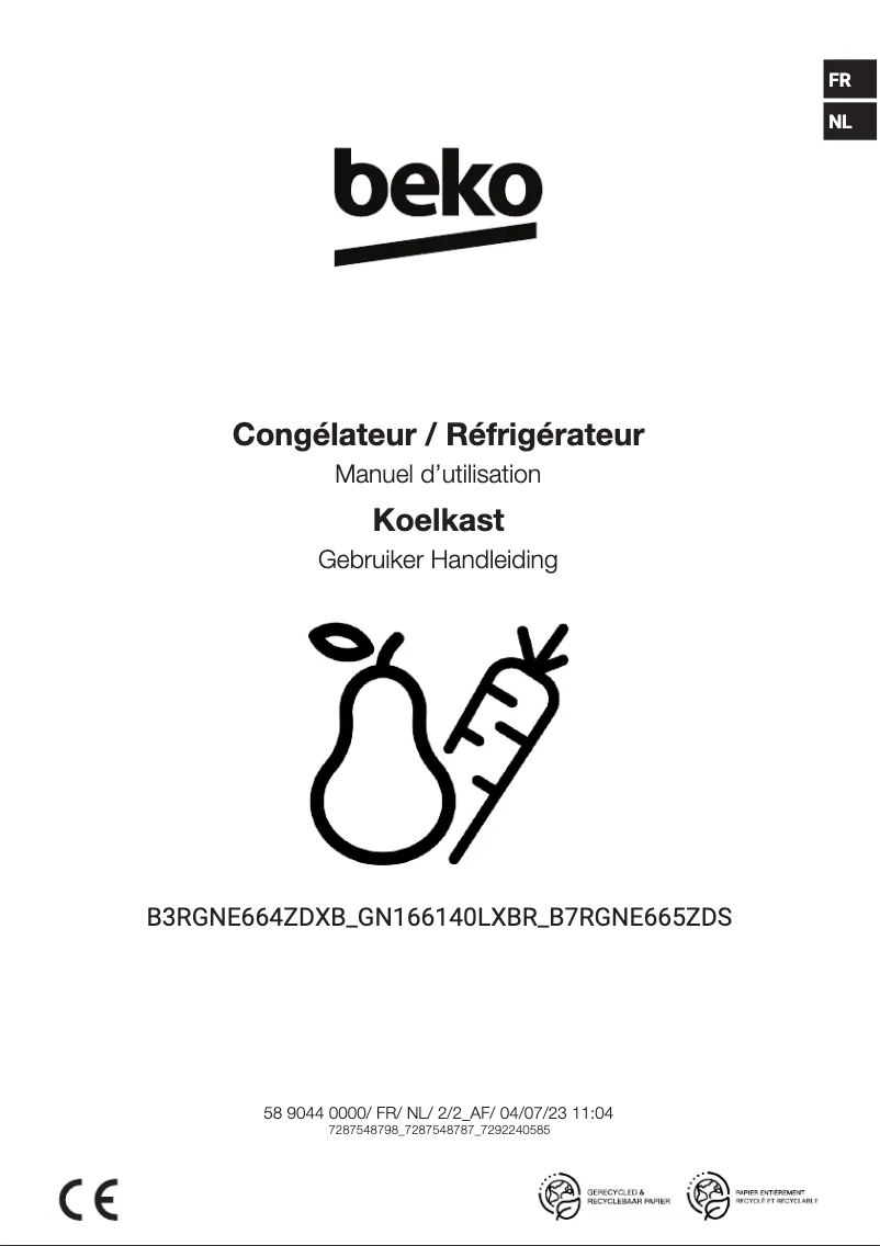 Page 1 de la notice Manuel utilisateur Beko B7RGNE665ZDS