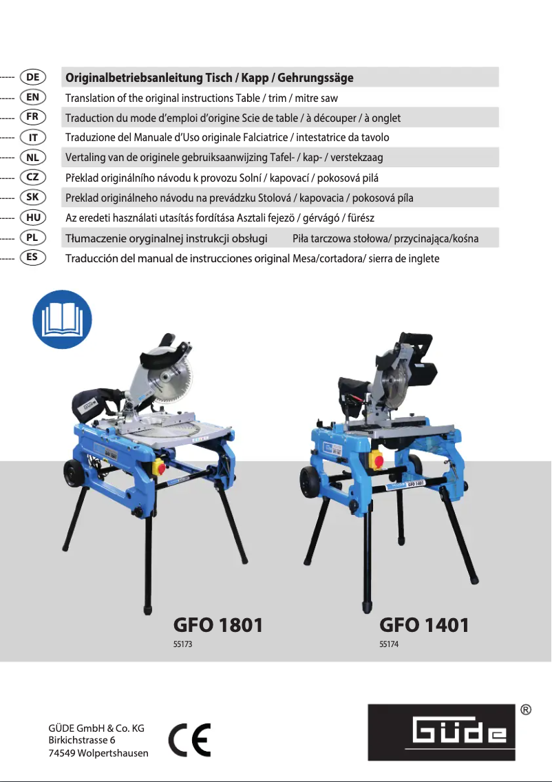 Imagen de la primera página del manual del dispositivo GFO 1801