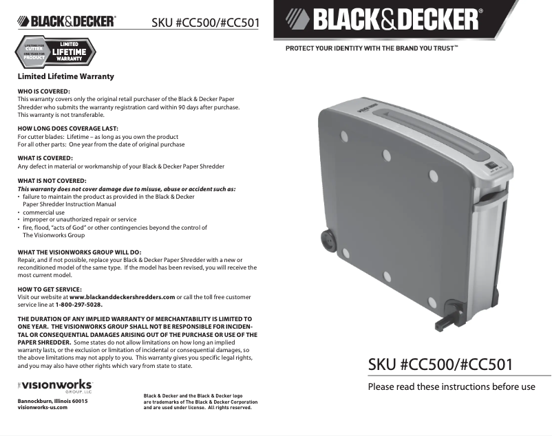 Page 1 de la notice Manuel utilisateur Black & Decker CC500