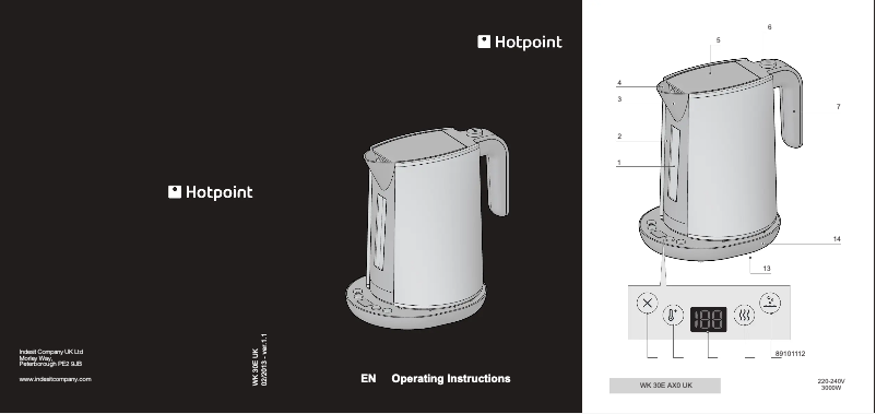 Page 1 de la notice Manuel utilisateur Hotpoint WK 30E AB0 UK