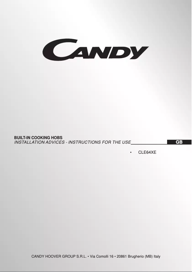 Page n°1 - Manuel utilisateur Candy CLE64XE