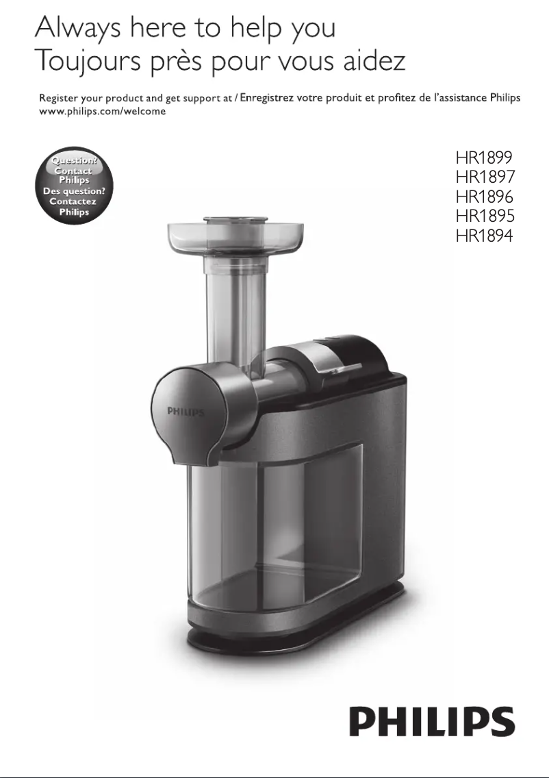 Page 1 de la notice Manuel utilisateur Philips Avance Collection HR1899