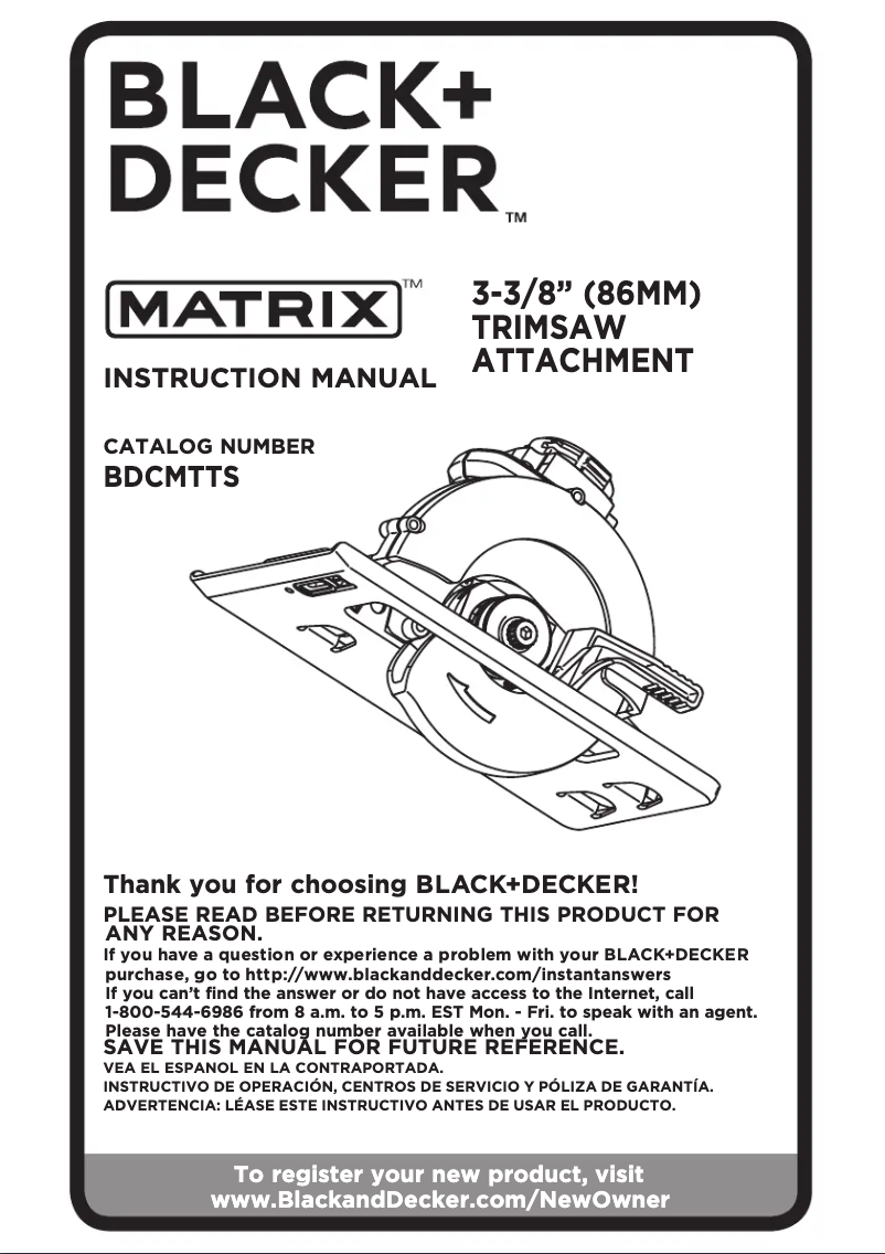 Page 1 de la notice Manuel utilisateur Black & Decker Matrix BDCMTTS