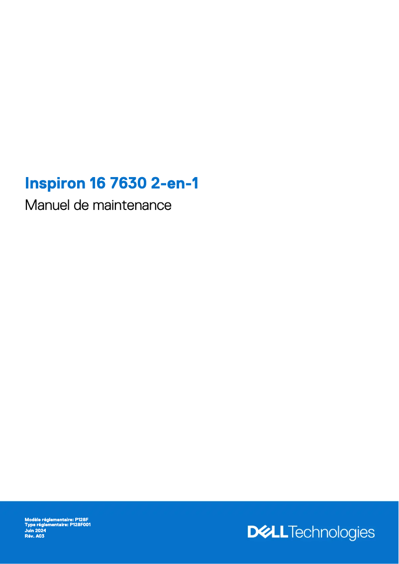 Page 1 de la notice Manuel utilisateur Dell Inspiron 16 7630