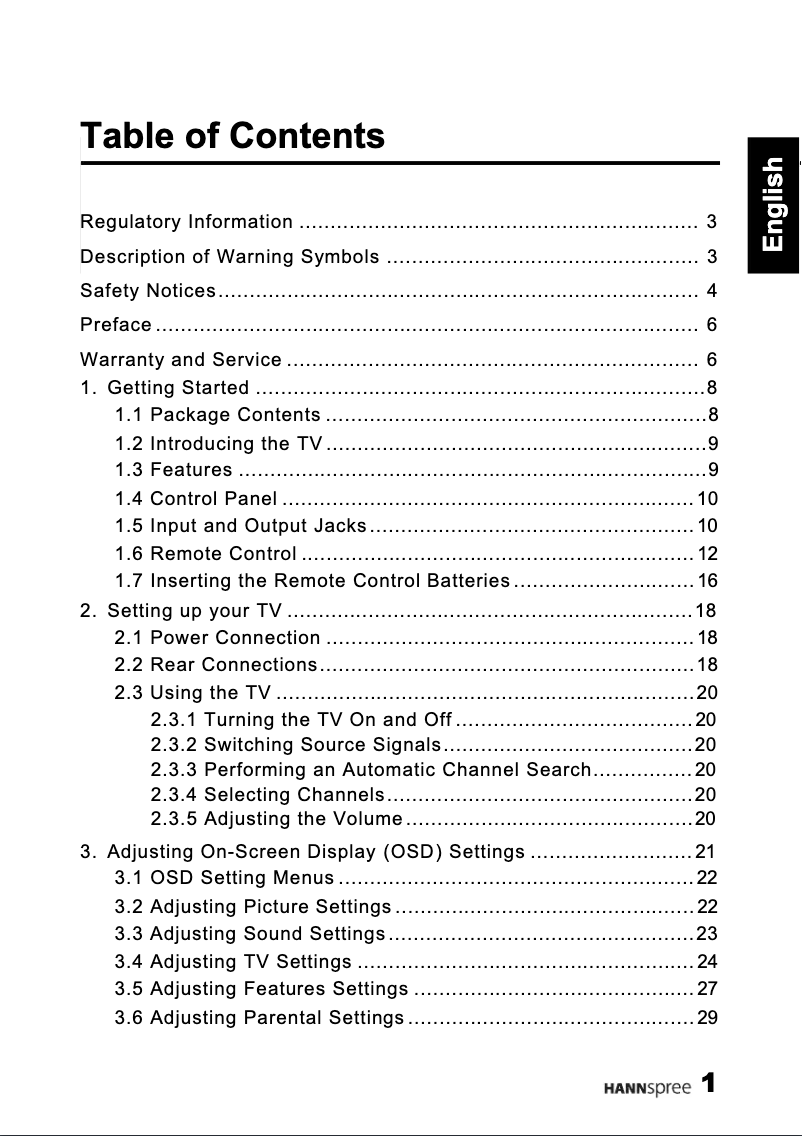Page 1 de la notice Manuel utilisateur Hanns.G SJ25DMAB