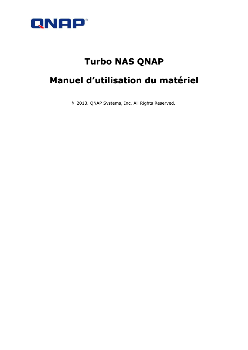 Page n°1 - Manuel utilisateur QNAP TS-459 Pro II