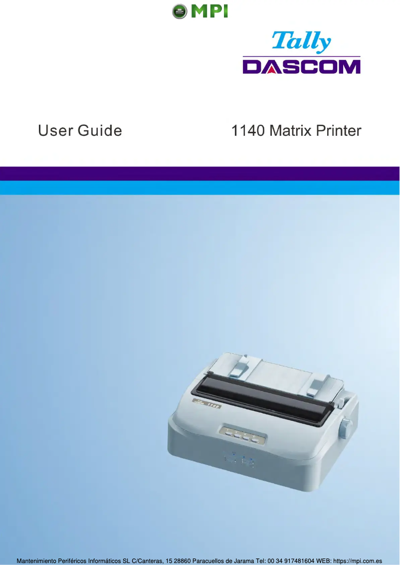 First page image of the manual for Tally 1140