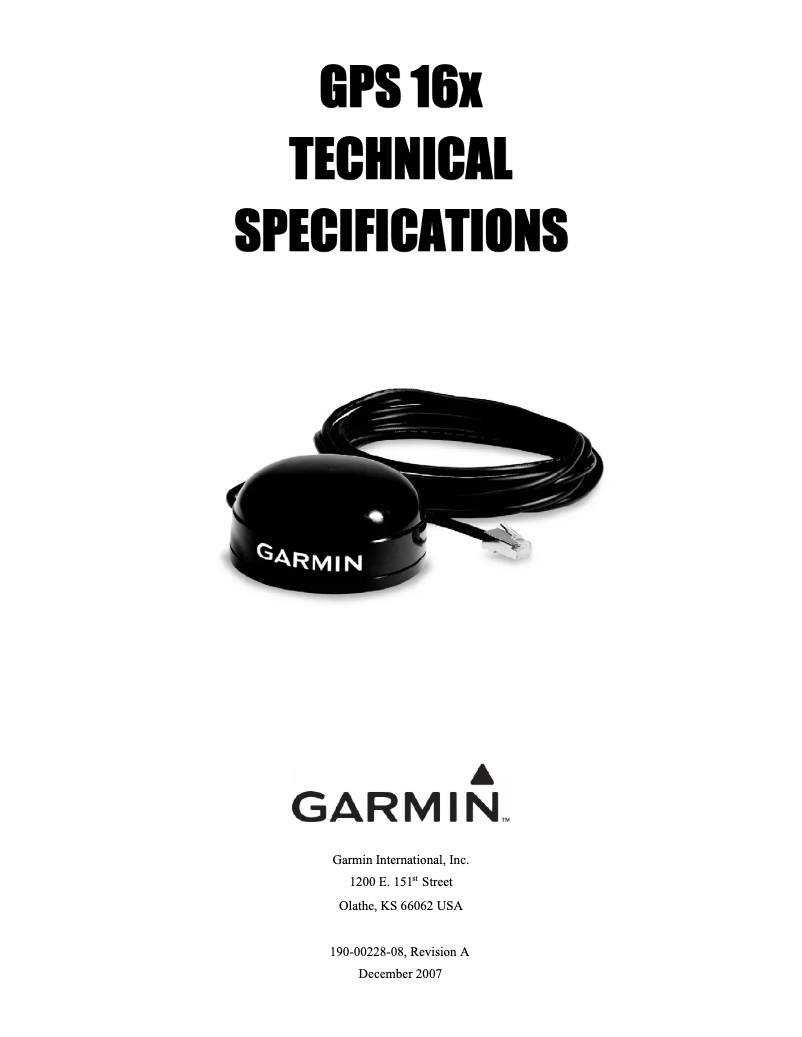 Page 1 de la notice Manuel utilisateur Garmin GPS 16x