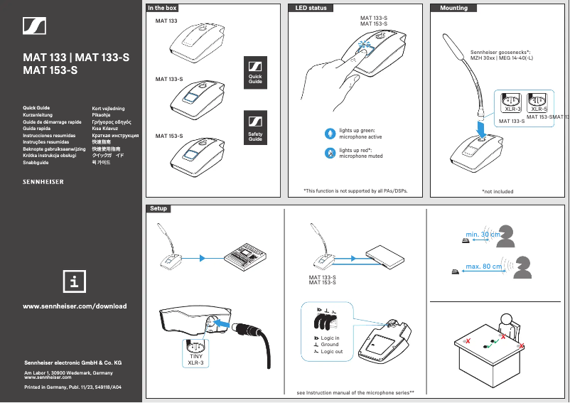 Image de la première page du manuel de l'appareil MAT 133-S