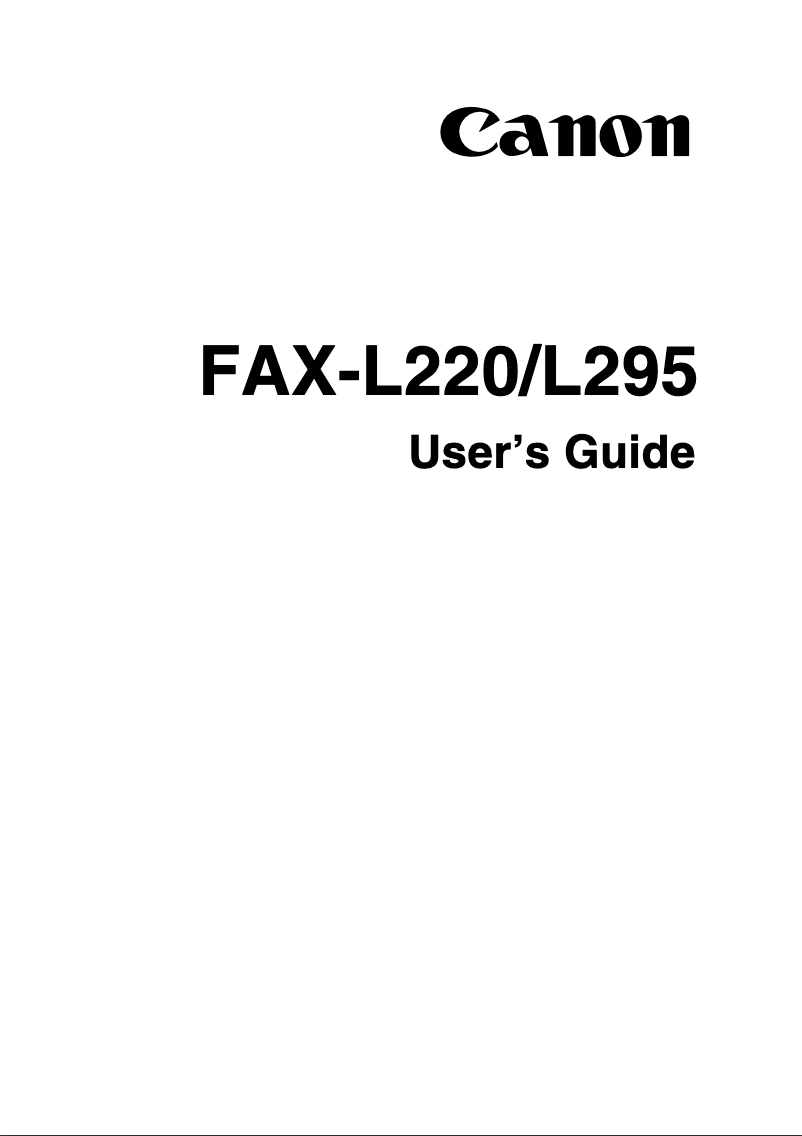 Page n°1 - Manuel utilisateur Canon FAX-L220