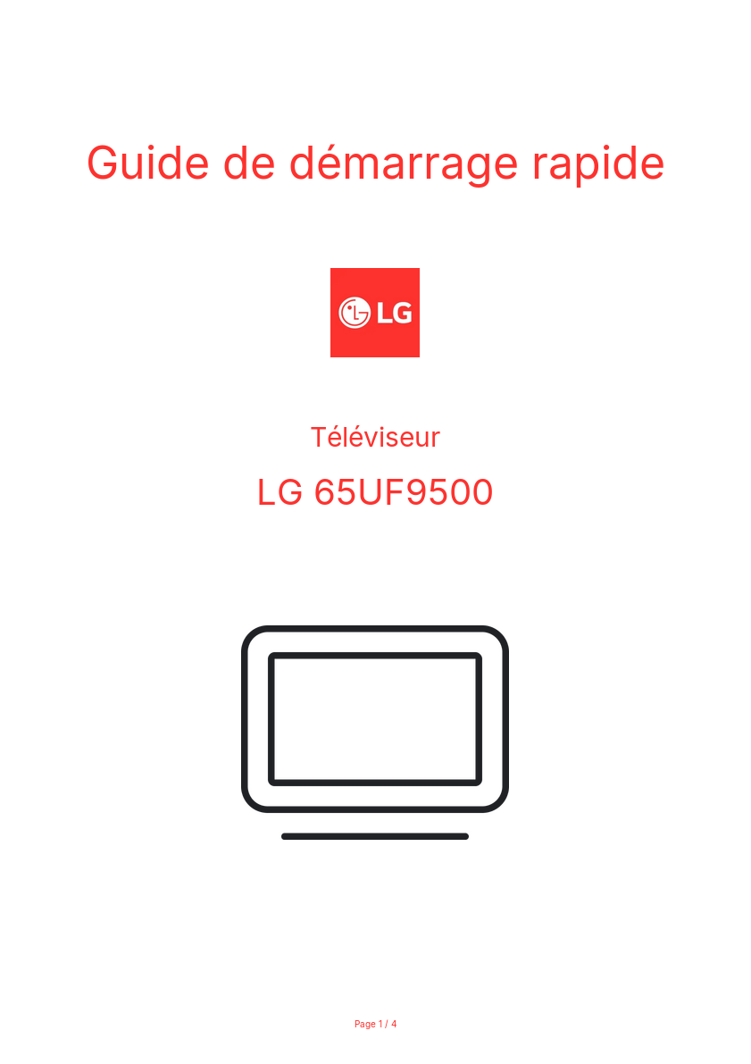 Page n°1 - Guide de démarrage rapide LG 65UF9500