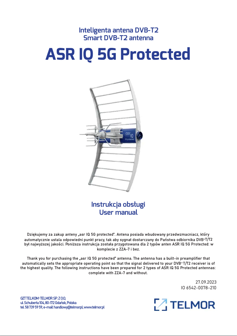 Page n°1 - Manuel utilisateur Telmor ASR IQ 5G Protected