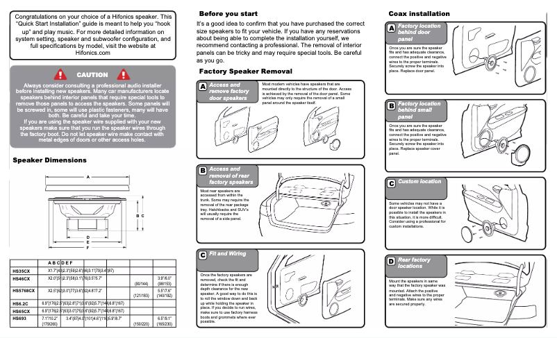 Page 1 de la notice Manuel utilisateur Hifonics Hercules HS6.2C