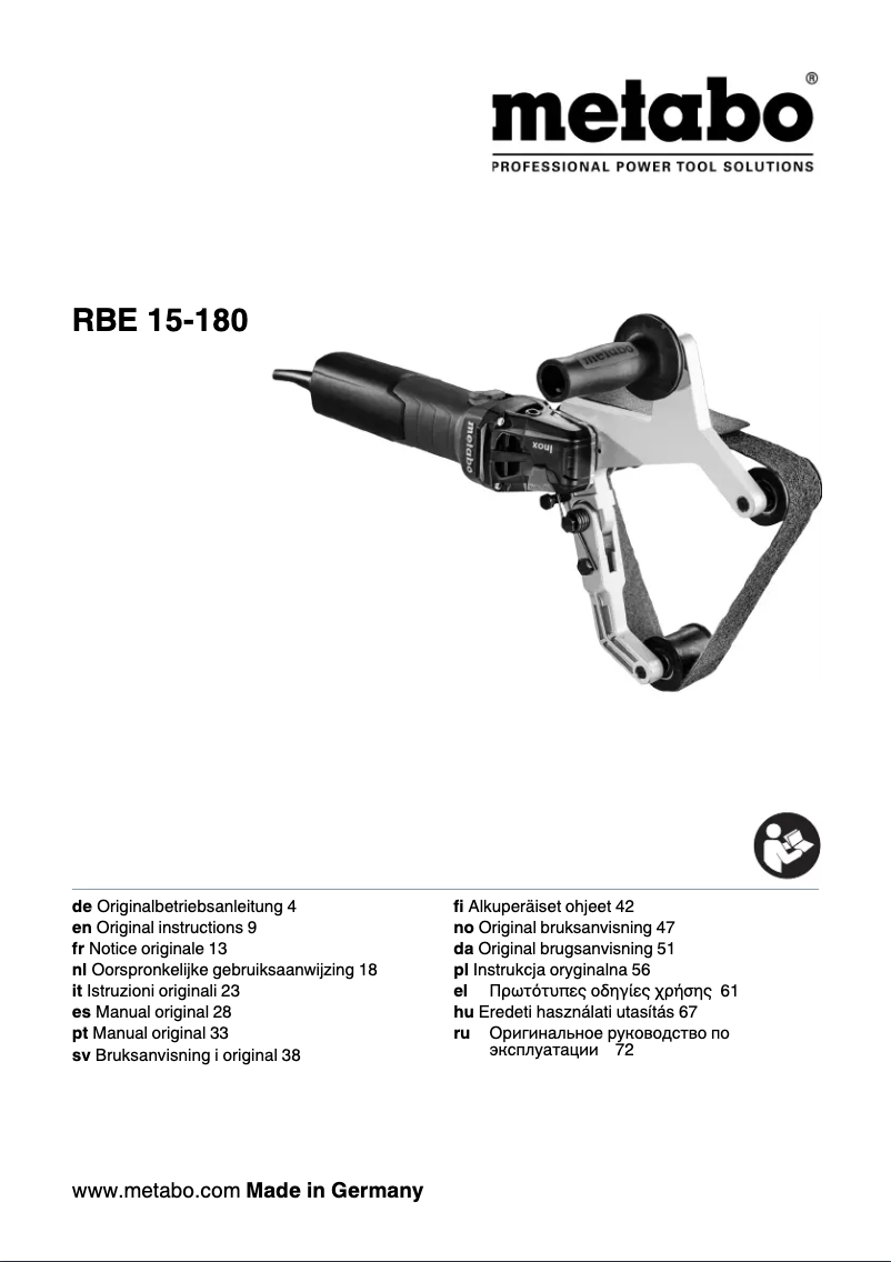 Page n°1 - Manuel utilisateur Metabo RBE 15-180