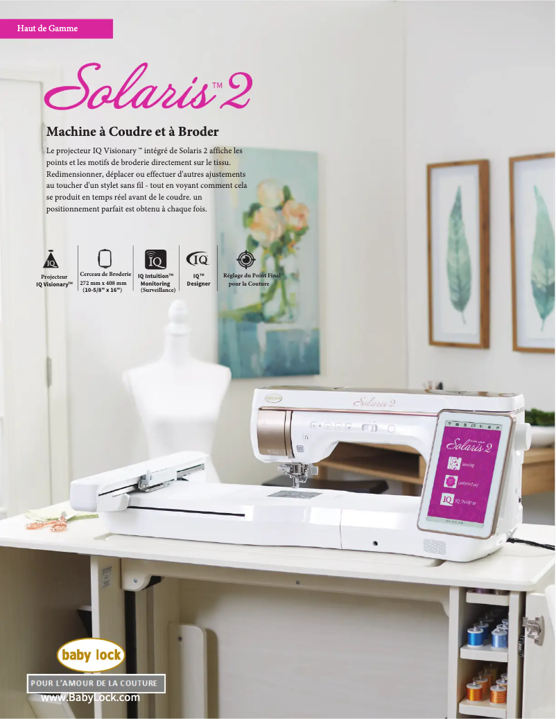 Page 1 de la notice Fiche technique Baby Lock Solaris 2