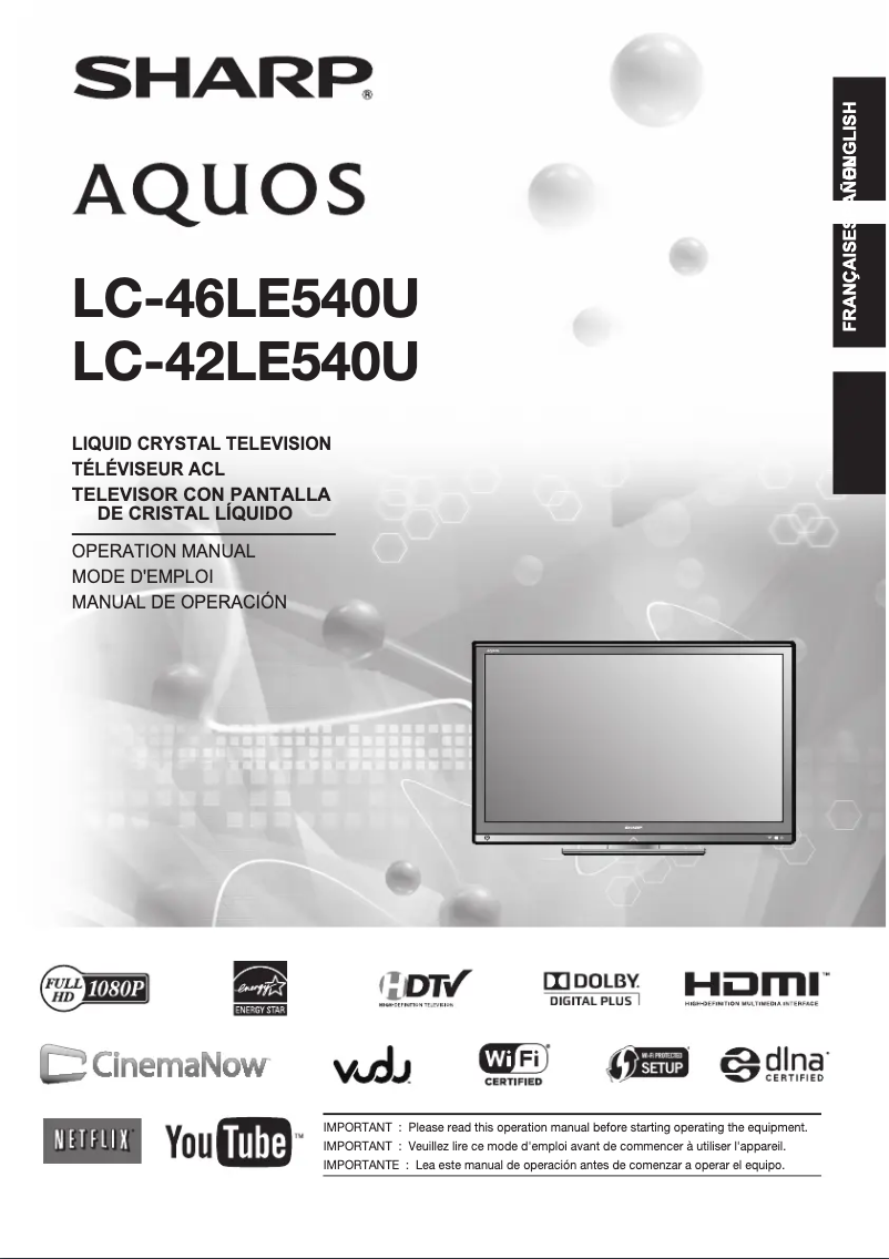 Page n°1 - Manuel utilisateur Sharp Aquos LC-46LE540U
