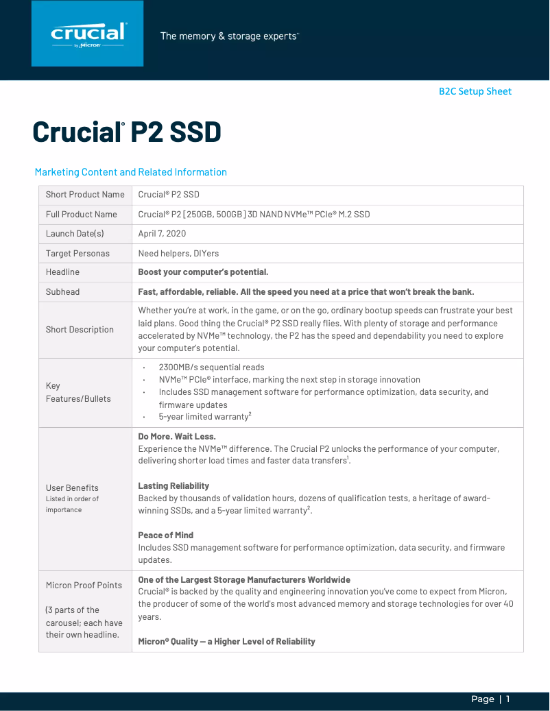 Image de la première page du manuel de l'appareil P2 SSD