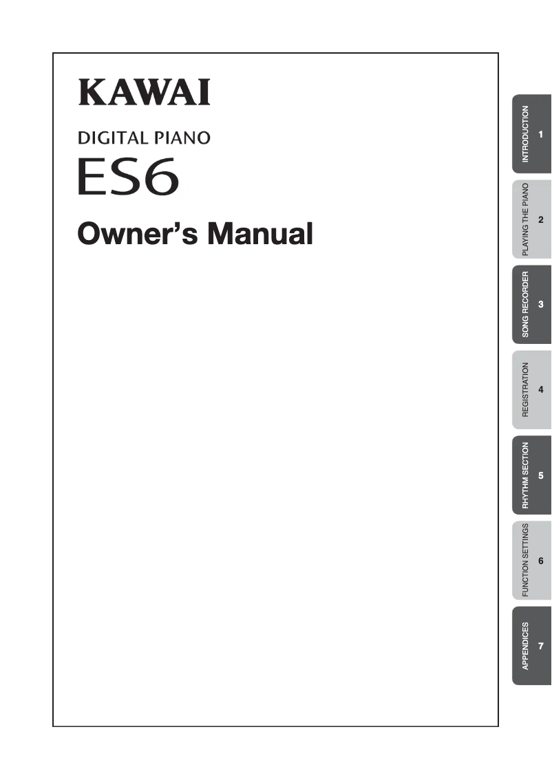 Page n°1 - Manuel utilisateur Kawai ES6