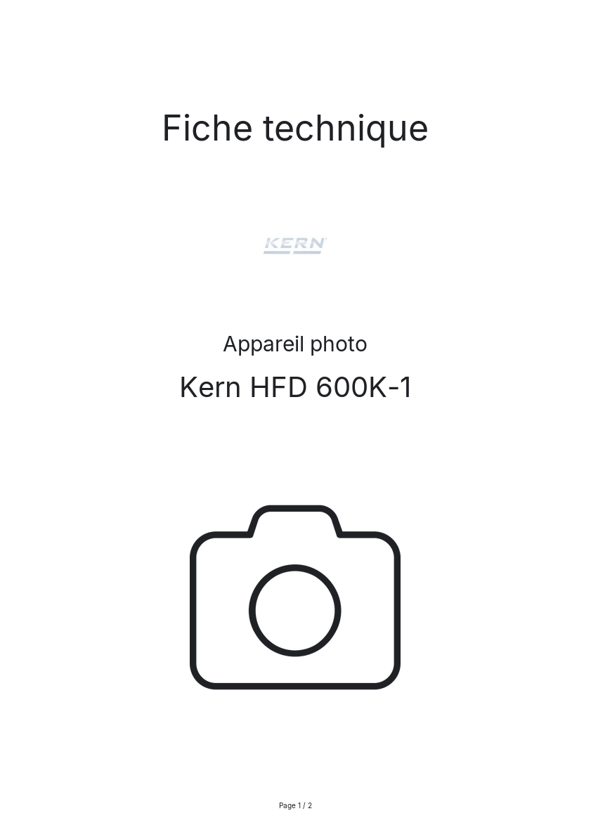 Page n°1 - Fiche technique Kern HFD 600K-1