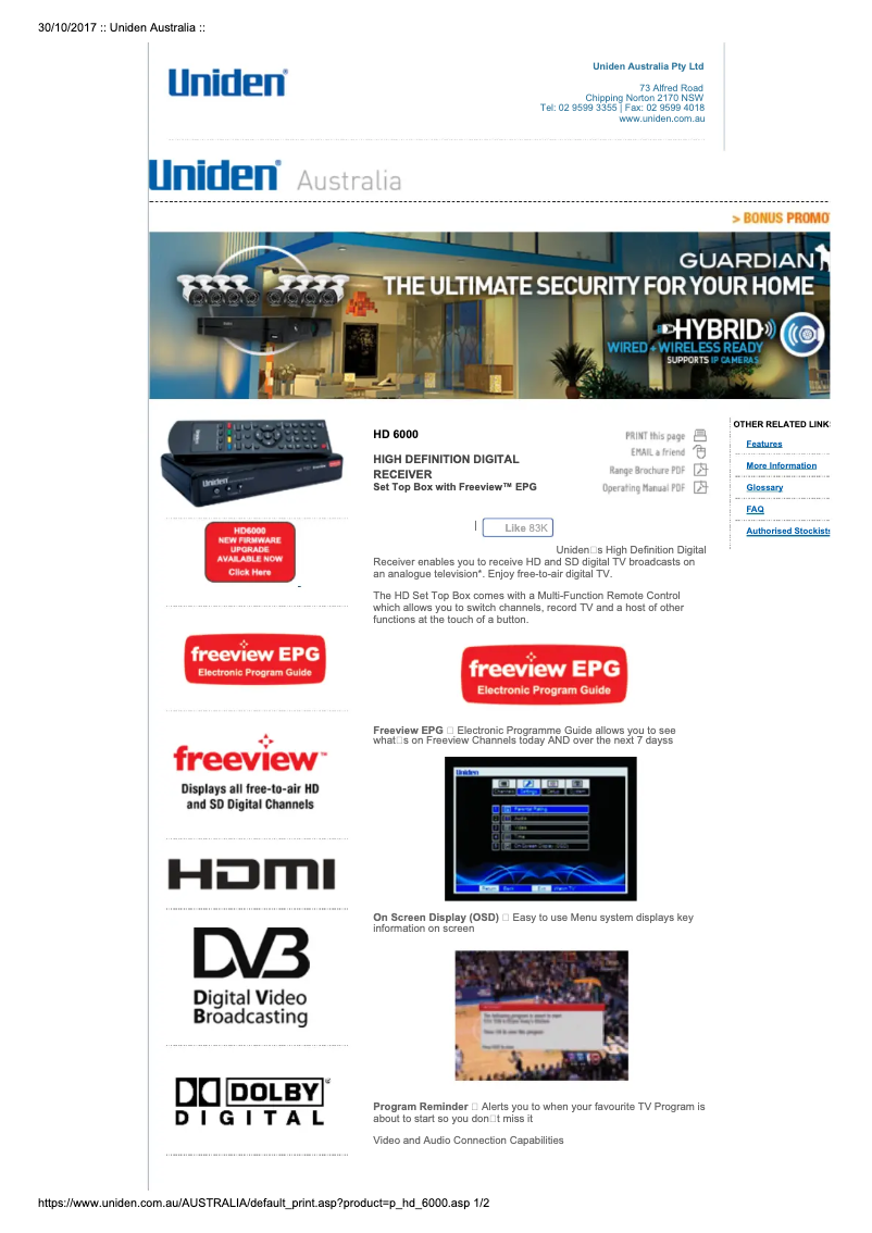 Image de la première page du manuel de l'appareil HD 6000