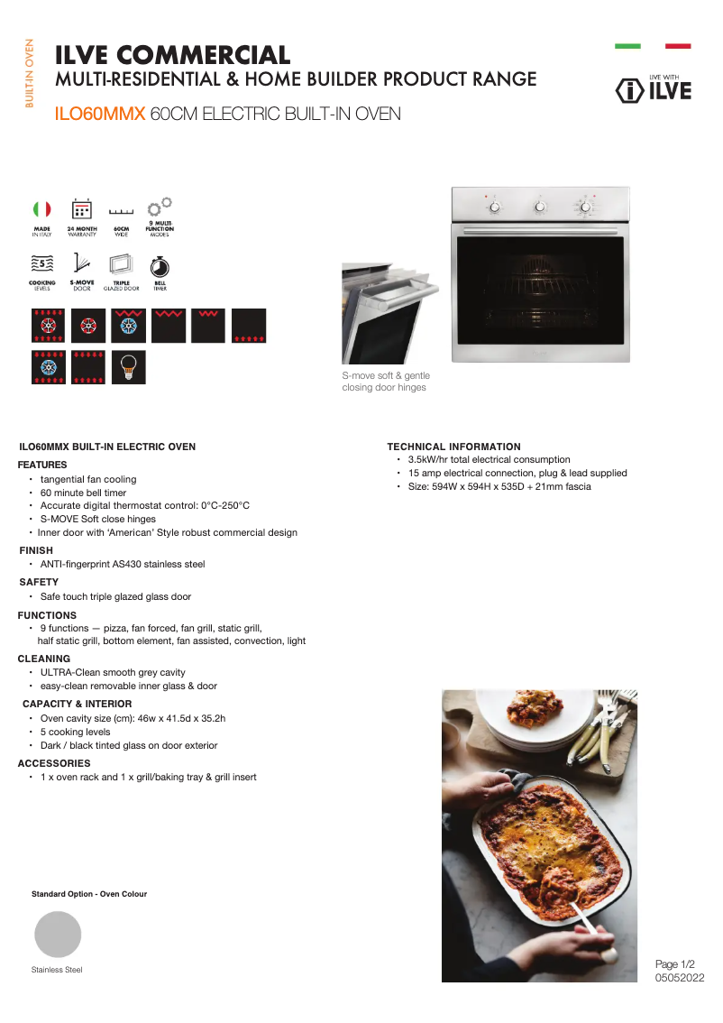 Page n°1 - Fiche technique Ilve ILO60MMX