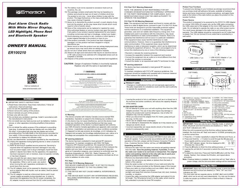 Page n°1 - Manuel utilisateur Emerson ER100210