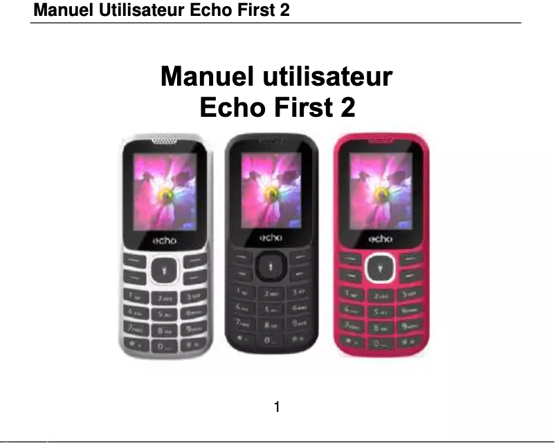 Page 1 de la notice Manuel utilisateur Echo First 2