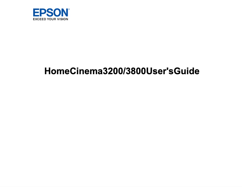 First page image of the manual for Home Cinema 3800